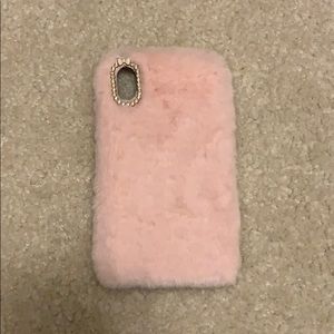 Fuzzy pink iPhone XR case